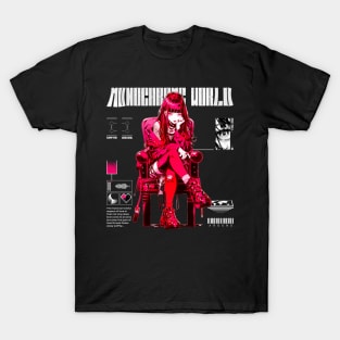 Monochrome World Cyberpunk Anime Design T-Shirt